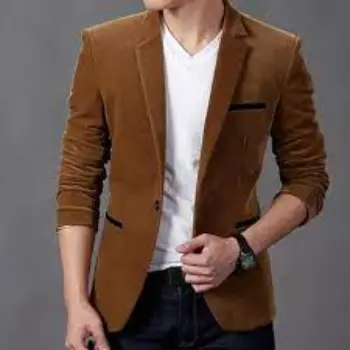 Brown Mens Velvet Blazer 